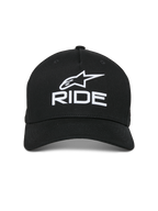 Alpinestars Cappello Ride Sonic, nero, logo bianco ricamato in 3D con stella Alpinestars e scritta 'RIDE', visiera curva, corona strutturata, stile streetwear casual ispirato al motorsport
