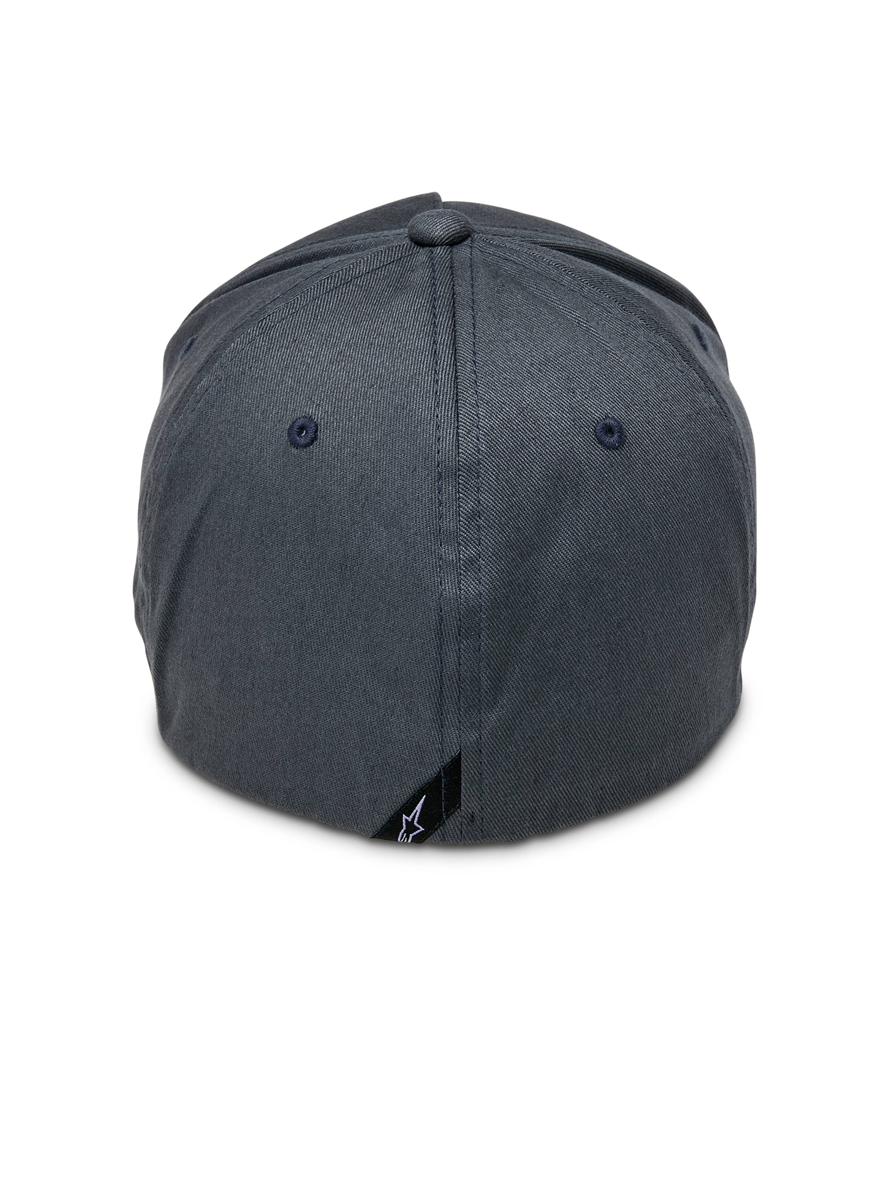 Cappello Alpinestars Ride Sonic, grigio antracite, vista posteriore con design flex back e piccola etichetta nera con logo Alpinestars, copricapo casual ispirato al motorsport