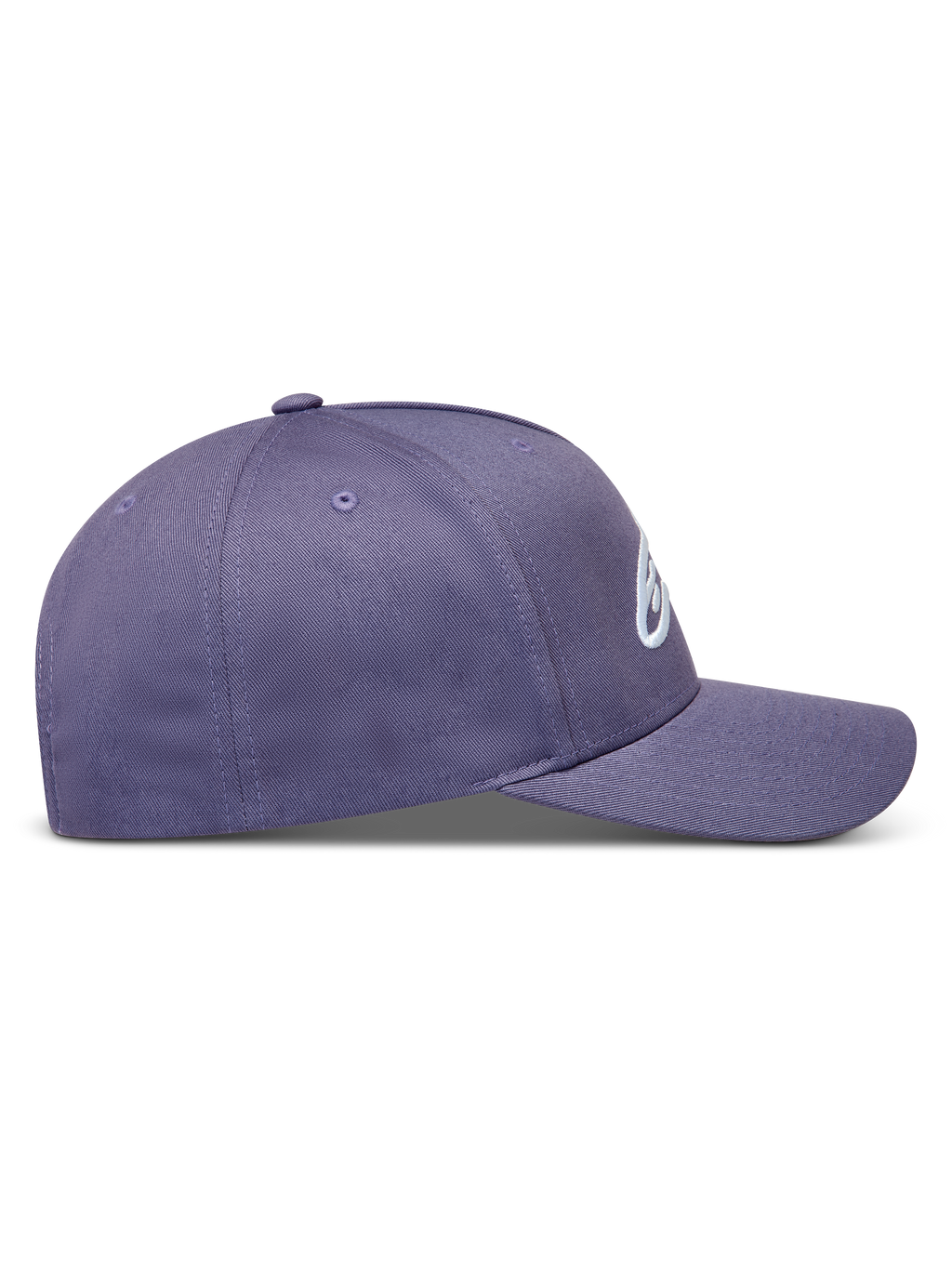 Alpinestars Ageless Snapback cappello, viola con logo ricamato bianco, visiera curva e corona strutturata, vista laterale