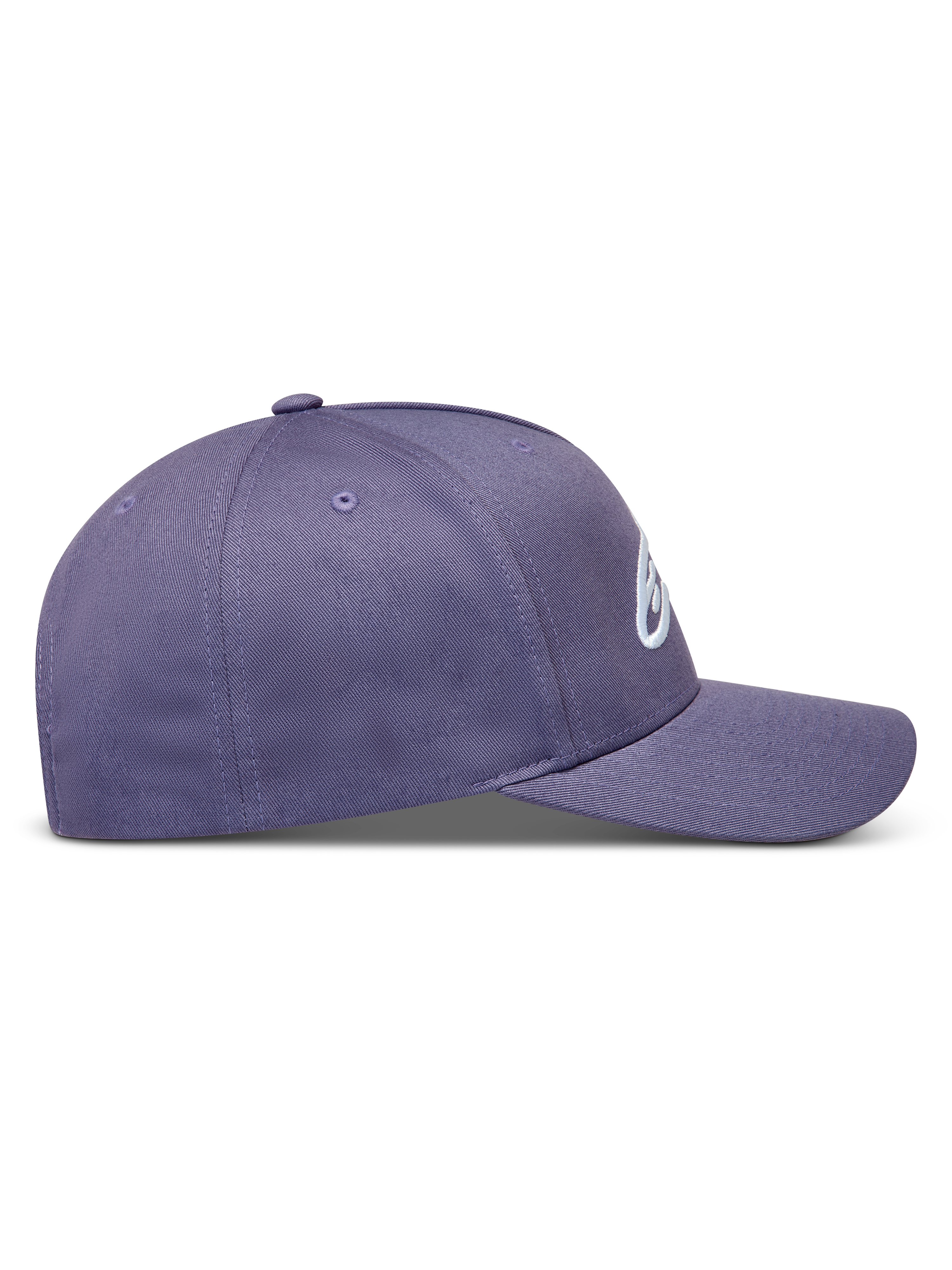 Alpinestars Ageless Snapback cappello, viola con logo ricamato bianco, visiera curva e corona strutturata, vista laterale