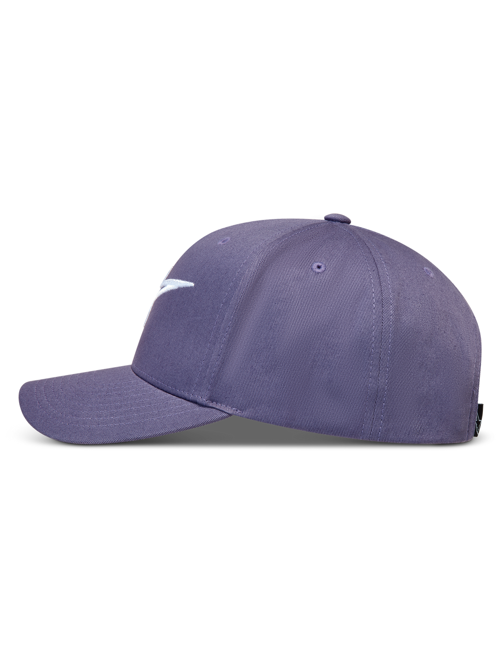 Alpinestars Ageless Snapback cappello, cappello casual viola, visiera curva, corona strutturata in twill, vista laterale.