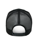 Cappello Alpinestars Agree Trucker, vista posteriore, nero, retro in rete di poliestere traspirante con chiusura snapback regolabile e piccola etichetta con logo bianco, copricapo casual ispirato al motorsport