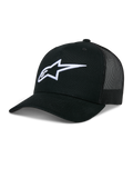 Alpinestars Ageless Trucker Hat, cappello da baseball nero con retro in rete, logo Astars bianco ricamato in 3D, corona strutturata e visiera curva, copricapo casual lifestyle
