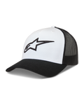 Alpinestars Ageless Snapback cappello, stile trucker bianco e nero con corona strutturata, parte posteriore in rete e logo Astars 3D ricamato, visiera curva