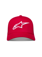 Alpinestars Ageless Snapback Cappello, cappello rosso con logo Astars 3D ricamato bianco, visiera curva, stile casual motorsport.