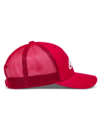 Alpinestars Ageless Snapback Cappello, cappello sportivo rosso con retro in mesh traspirante, visiera curva e logo 3D.