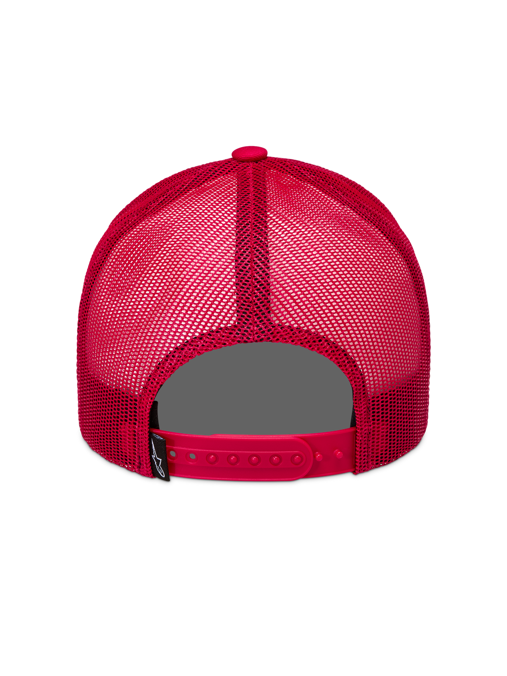 Alpinestars Ageless Snapback Cappello, cappello rosso, vista posteriore con pannelli in mesh traspiranti, chiusura a scatto regolabile ed etichetta con logo, accessorio casual motorsport