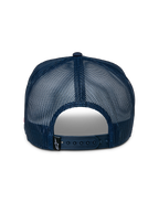 Cappello Alpinestars Control Trucker, vista posteriore, retro in rete blu navy, chiusura snapback regolabile, piccola etichetta nera con logo Astars, accessorio sportswear casual