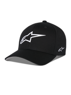 Alpinestars Ageless Multi Hat, cappellino da baseball nero, con un grande logo a stella bianco in 3D sul davanti e un piccolo logo ricamato sul lato, visiera curva, corona strutturata, copricapo casual ispirato al motorsport