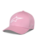 Cappello Alpinestars Ageless Multi, cappellino da baseball rosa, visiera curva, logo Astars 3D bianco, corona strutturata, abbigliamento sportivo casual