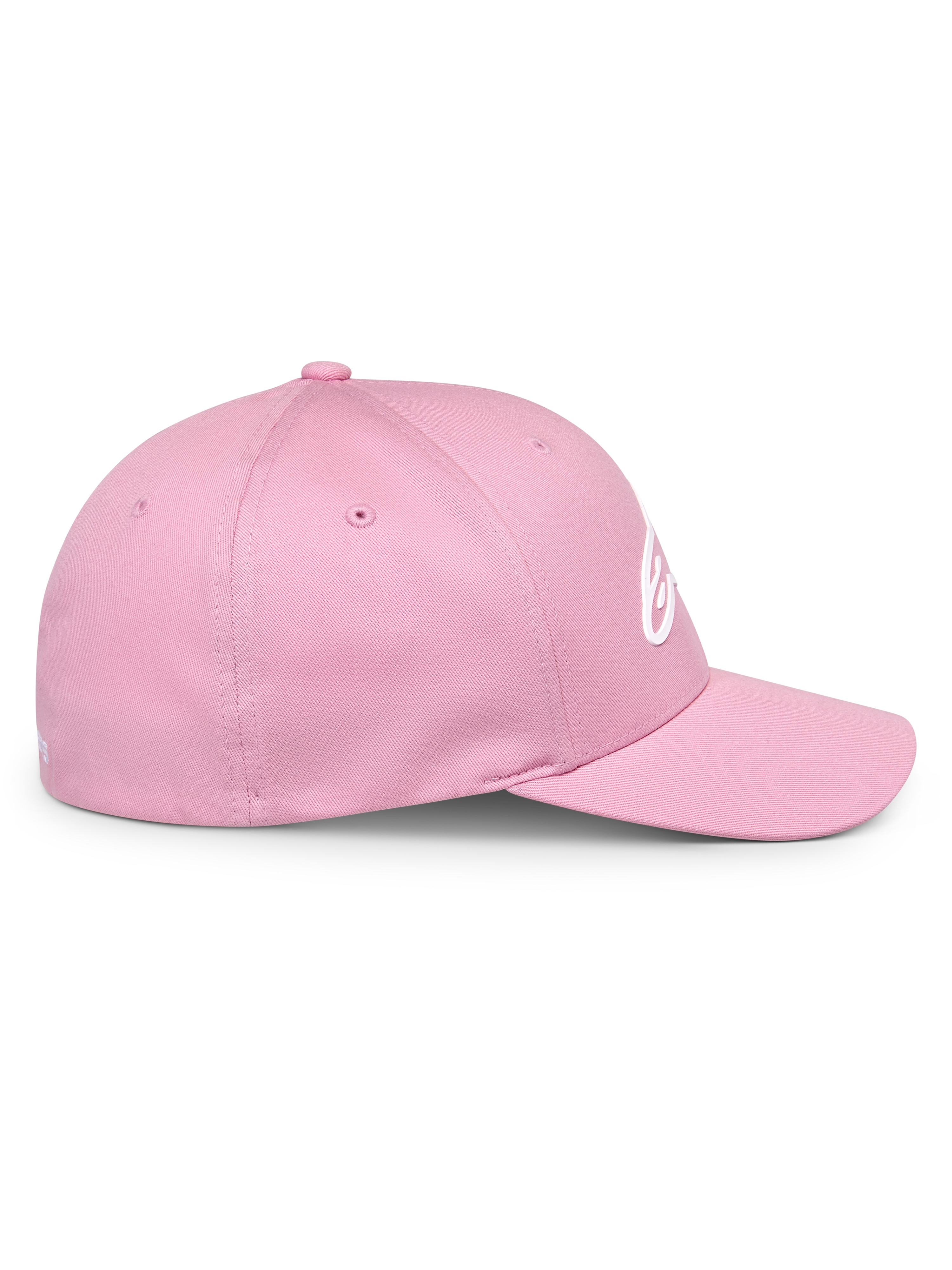 Alpinestars Ageless Multi Hat, cappellino da baseball rosa, profilo laterale, visiera curva e corona strutturata, logo Astars 3D bianco, streetwear casual ispirato al motorsport