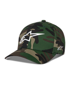 Alpinestars Ageless Multi Hat, cappellino da baseball mimetico verde, con logo Astars 3D bianco frontale e ricamo laterale, visiera curva, corona strutturata, streetwear casual ispirato al motorsport