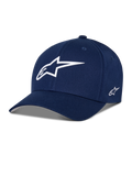 Alpinestars Ageless Multi Hat, cappellino da baseball blu navy, logo stella bianco 3D sul davanti, logo laterale ricamato, visiera curva, abbigliamento sportivo casual e lifestyle