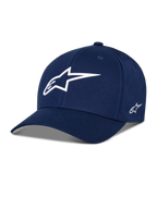 Alpinestars Ageless Multi Hat, cappellino da baseball blu navy, logo stella bianco 3D sul davanti, logo laterale ricamato, visiera curva, abbigliamento sportivo casual e lifestyle