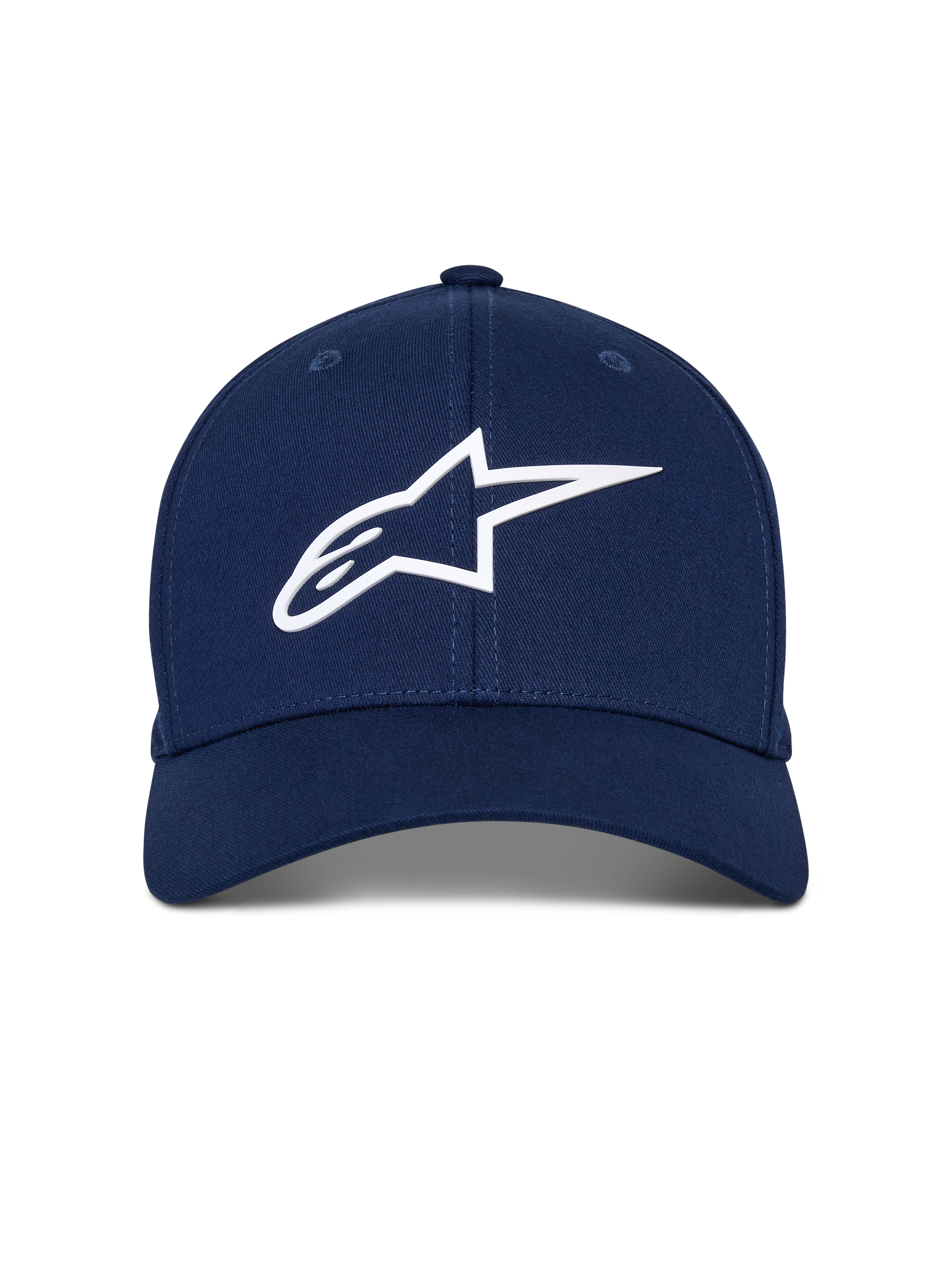 Alpinestars Ageless Multi Hat, berretto da baseball blu navy, logo Astars 3D bianco, visiera curva, corona strutturata, streetwear casual motorsport