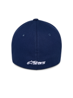 Alpinestars Ageless Multi Hat, cappellino da baseball blu navy, vista posteriore con logo Astars bianco ricamato, corona strutturata con pannelli cuciti, copricapo casual ispirato al motorsport