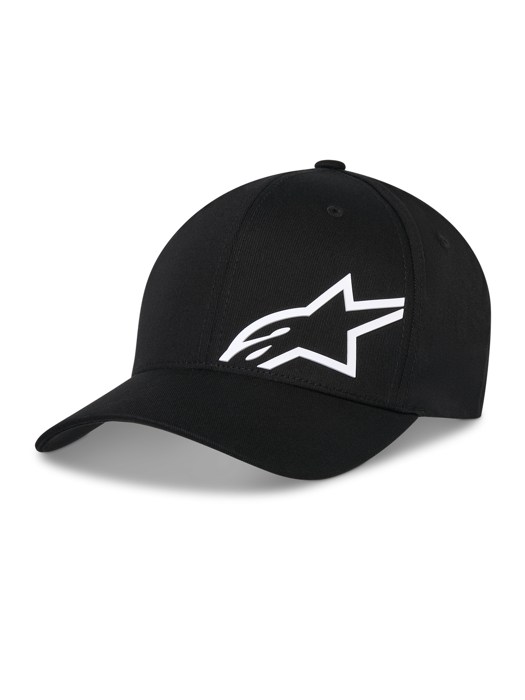 Alpinestars Corp Shift Multi Hat, cappellino da baseball nero con logo Astars 3D bianco, visiera curva, corona strutturata, copricapo casual ispirato al motorsport