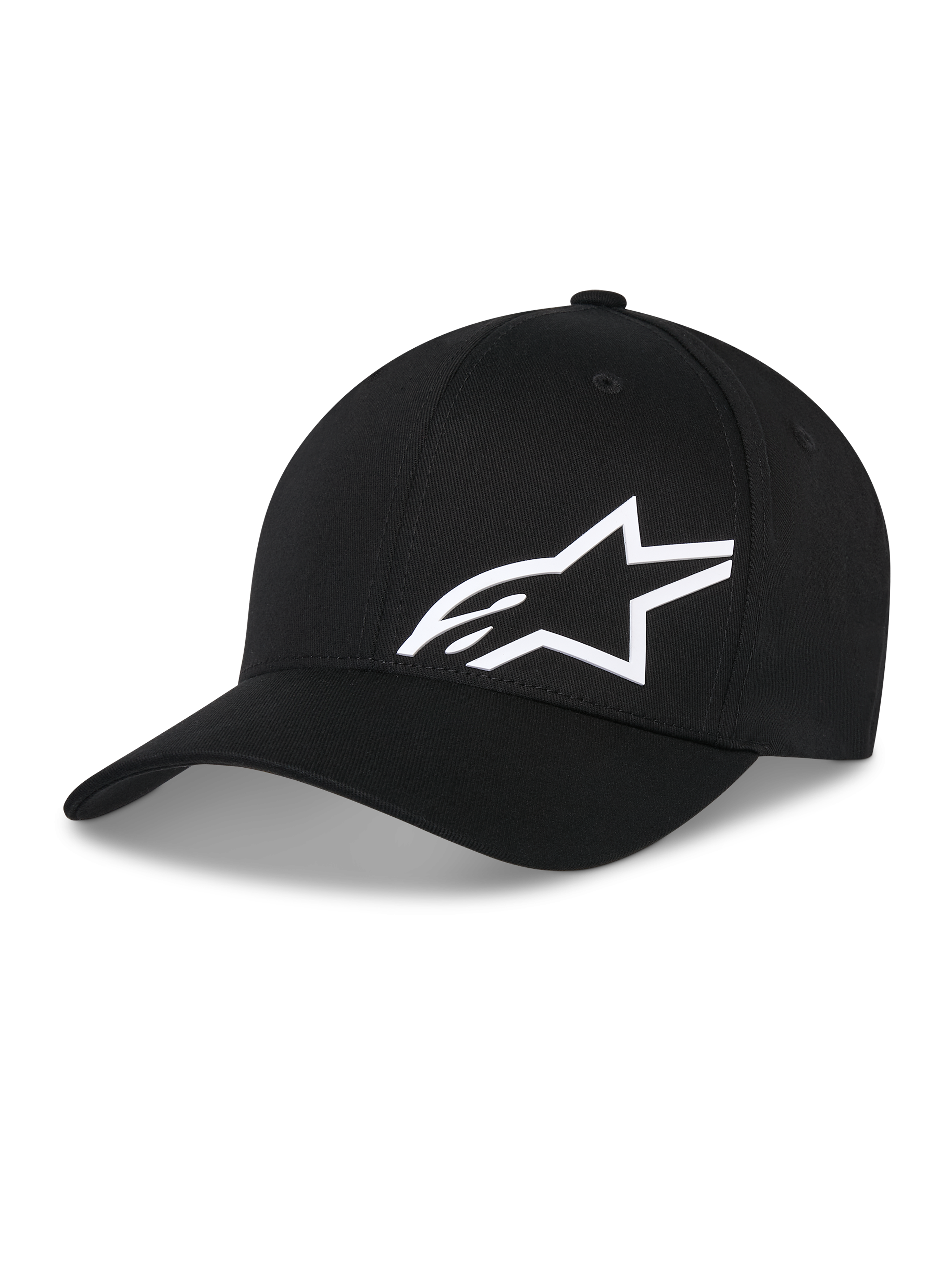 Alpinestars Corp Shift Multi Hat, cappellino da baseball nero con logo Astars 3D bianco, visiera curva, corona strutturata, copricapo casual ispirato al motorsport