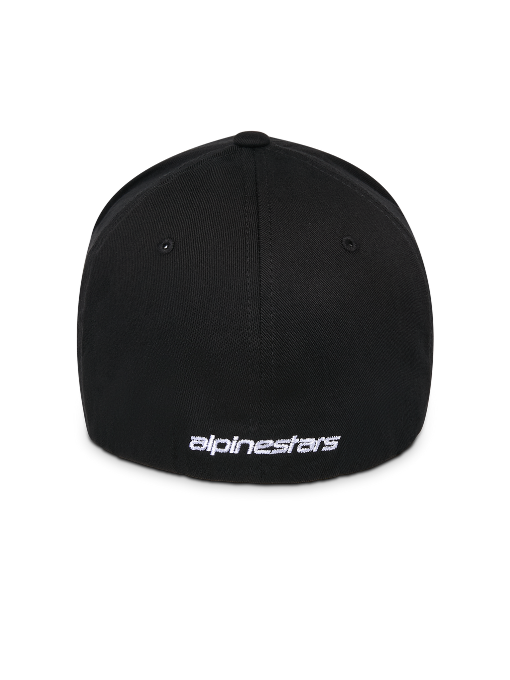 Alpinestars Corp Shift Multi Hat, nero, vista posteriore con logo ricamato piatto bianco alla base, costruzione elasticizzata con retro flessibile, copricapo casual ispirato al motorsport