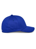 Cappello Alpinestars Corp Shift Multi, blu, vista di profilo laterale, visiera curva con corona strutturata, tessuto twill di cotone elasticizzato, copricapo casual ispirato al motorsport