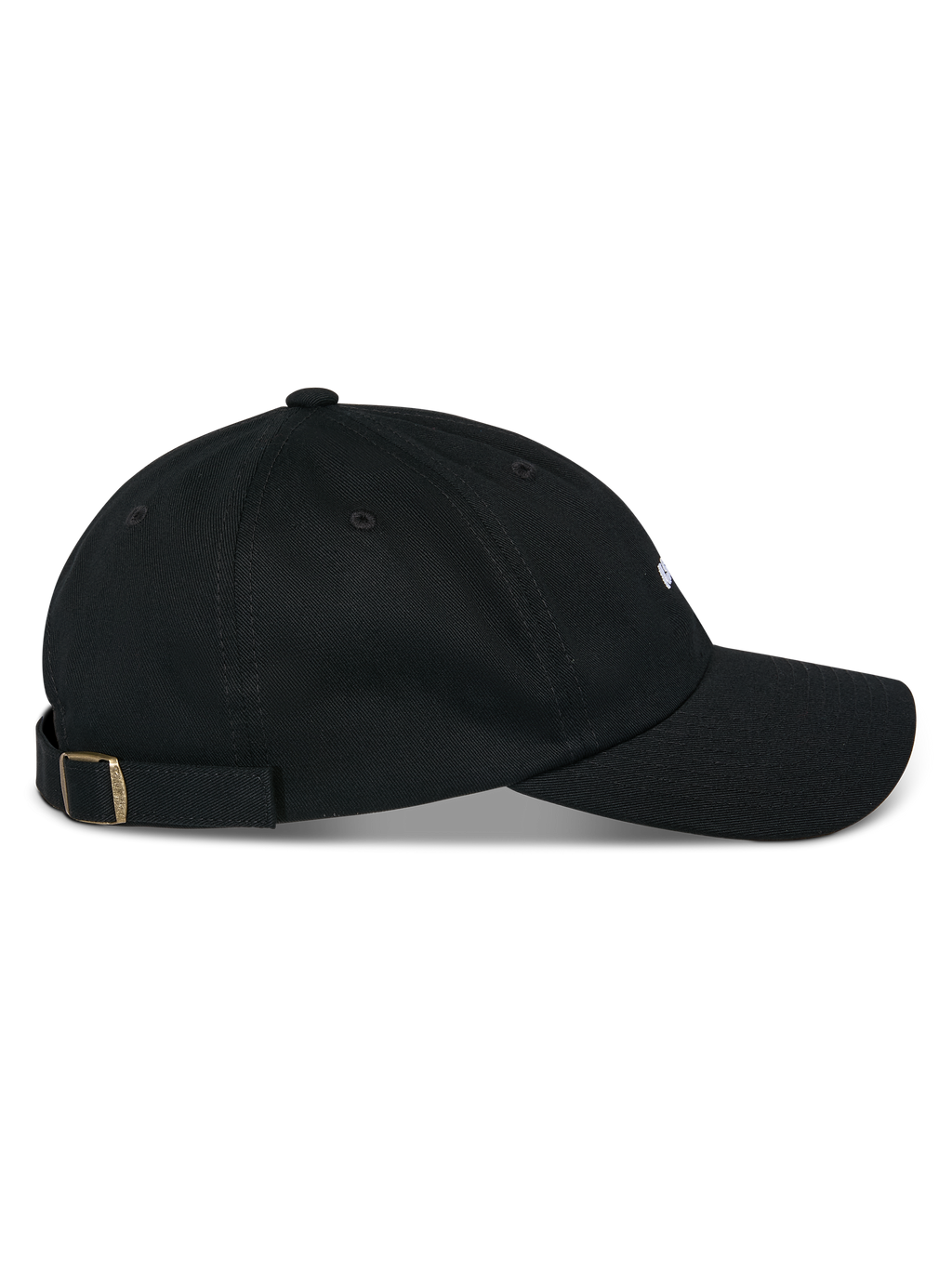 Alpinestars Cappello Deduce Strapback, nero, vista laterale, visiera curva con corona bassa non strutturata, tessuto in twill di cotone, chiusura strapback regolabile con fibbia in metallo, abbigliamento casual ispirato al motorsport
