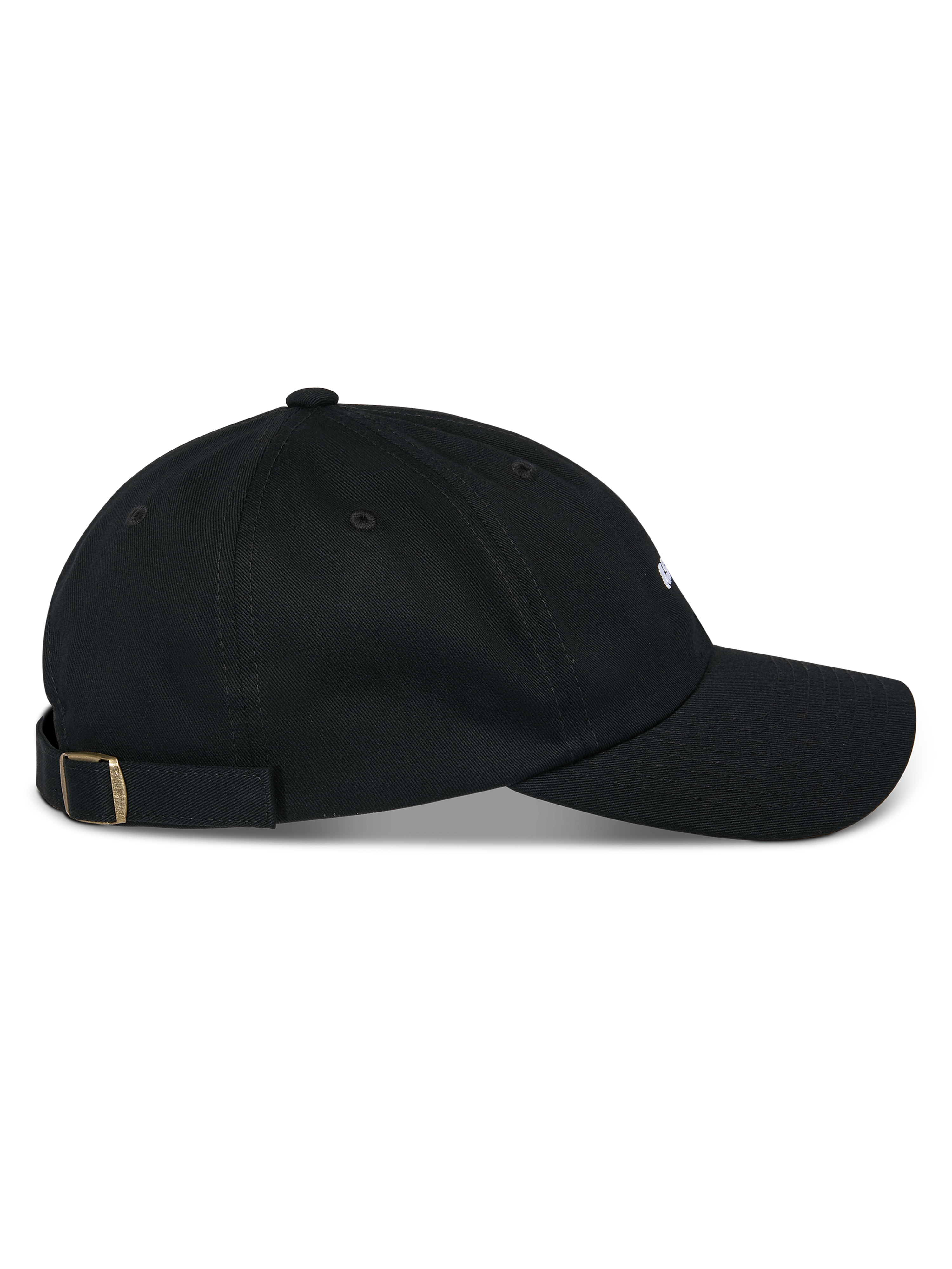 Alpinestars Cappello Deduce Strapback, nero, vista laterale, visiera curva con corona bassa non strutturata, tessuto in twill di cotone, chiusura strapback regolabile con fibbia in metallo, abbigliamento casual ispirato al motorsport