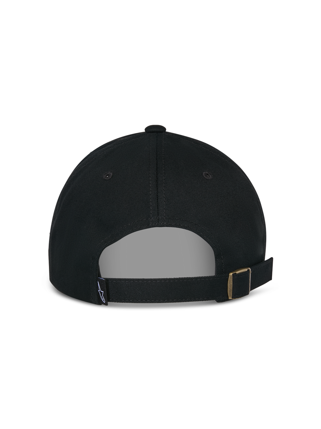Alpinestars Cappello Deduce Strapback, nero, vista posteriore con chiusura a strap regolabile con fibbia in metallo e piccola etichetta con logo, berretto casual in twill di cotone