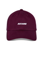 Alpinestars Cappello Deduce Strapback, bordeaux, ricamo bianco ASTARS sul davanti, visiera curva con corona bassa non strutturata, copricapo sportivo casual