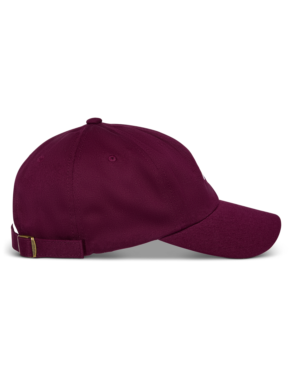 Cappello Alpinestars Deduce Strapback, bordeaux, vista laterale, visiera curva con corona bassa non strutturata, cinturino posteriore regolabile in tessuto con fibbia in metallo, abbigliamento sportivo casual in twill di cotone