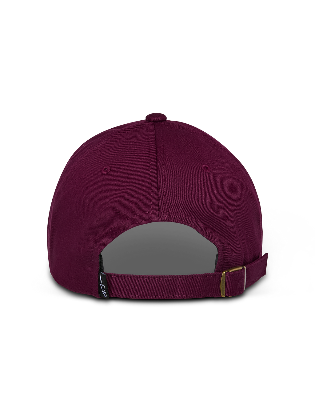 Cappello Alpinestars Deduce Strapback, bordeaux, vista posteriore con chiusura regolabile e piccola etichetta con logo, twill di cotone non strutturato, abbigliamento sportivo casual