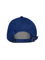 Cappello Alpinestars Deduce Strapback, blu, vista posteriore con chiusura regolabile e fibbia in metallo, piccola etichetta nera con logo Astars, struttura in twill di cotone