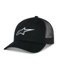 Alpinestars Reflect Ageless Trucker Hat, nero, con logo Astars riflettente argentato sul davanti, visiera curva e pannelli posteriori in mesh, corona strutturata, copricapo casual da motorsport