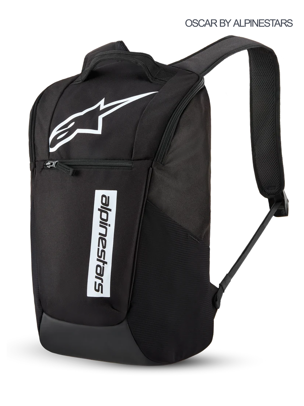Zaino Alpinestars Defcon V3, zaino sportswear per uso quotidiano da 13,6 l in nero e bianco, con logo Astars e grafica stampati, tasca frontale con cerniera e spallacci imbottiti.