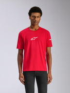 Alpinestars Frontal CSF Tee, maglia a maniche corte, rosso, logo Alpinestars a stella bianco sul petto, streetwear casual motorsport