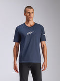 Alpinestars Frontal CSF Tee, maglietta a maniche corte, blu navy, logo Astars bianco sul petto, abbigliamento casual motorsport