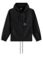 Alpinestars Speeder Resolve Frangivento, giacca con cappuccio leggera nera, cerniera frontale, logo sul petto e fodera interna in rete, abbigliamento casual sportivo.