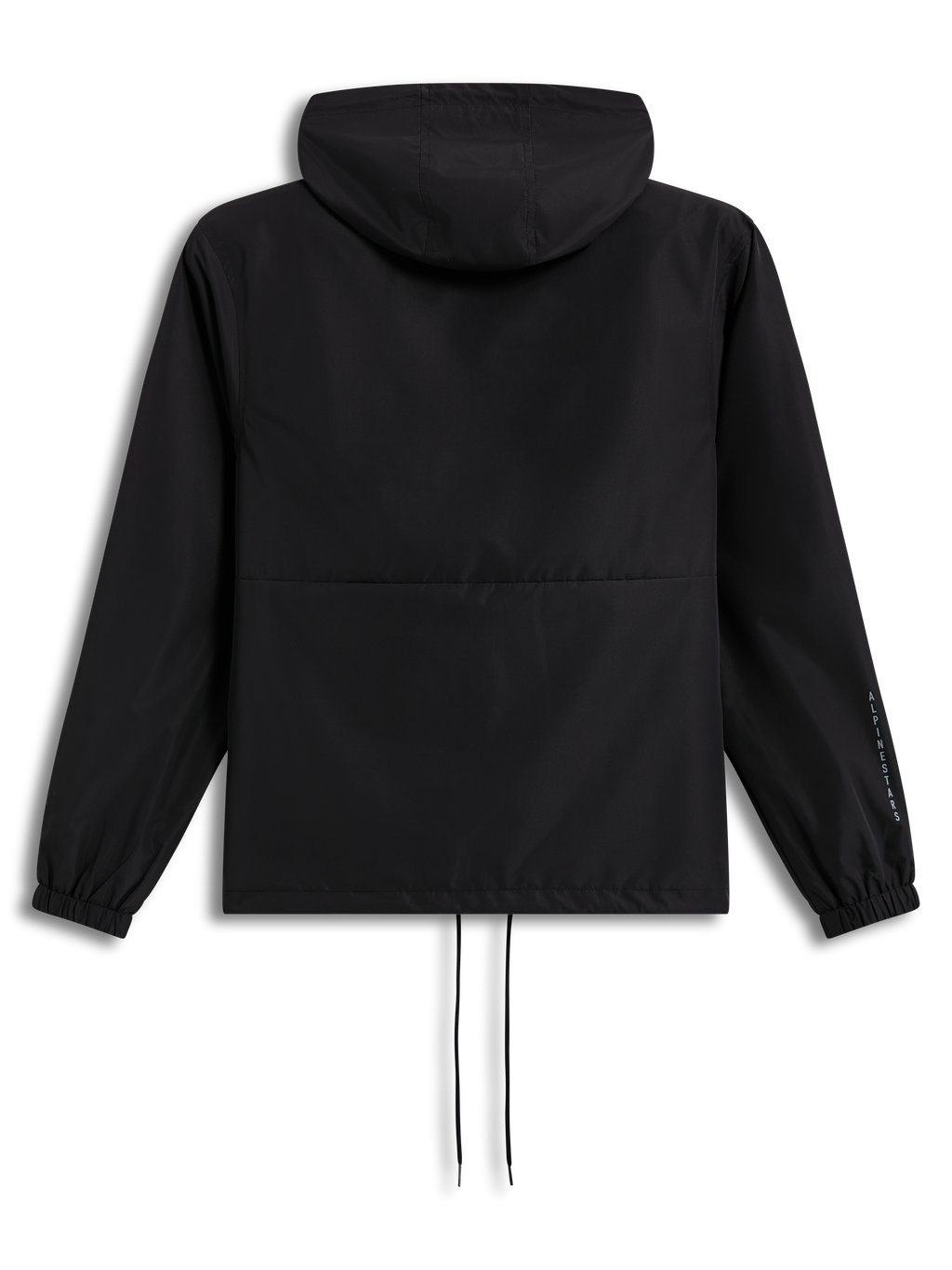 Alpinestars Speeder Resolve Windbreaker Giacca, frangivento leggero con cappuccio, nero, vista posteriore con logo sulla manica e cordini all'orlo