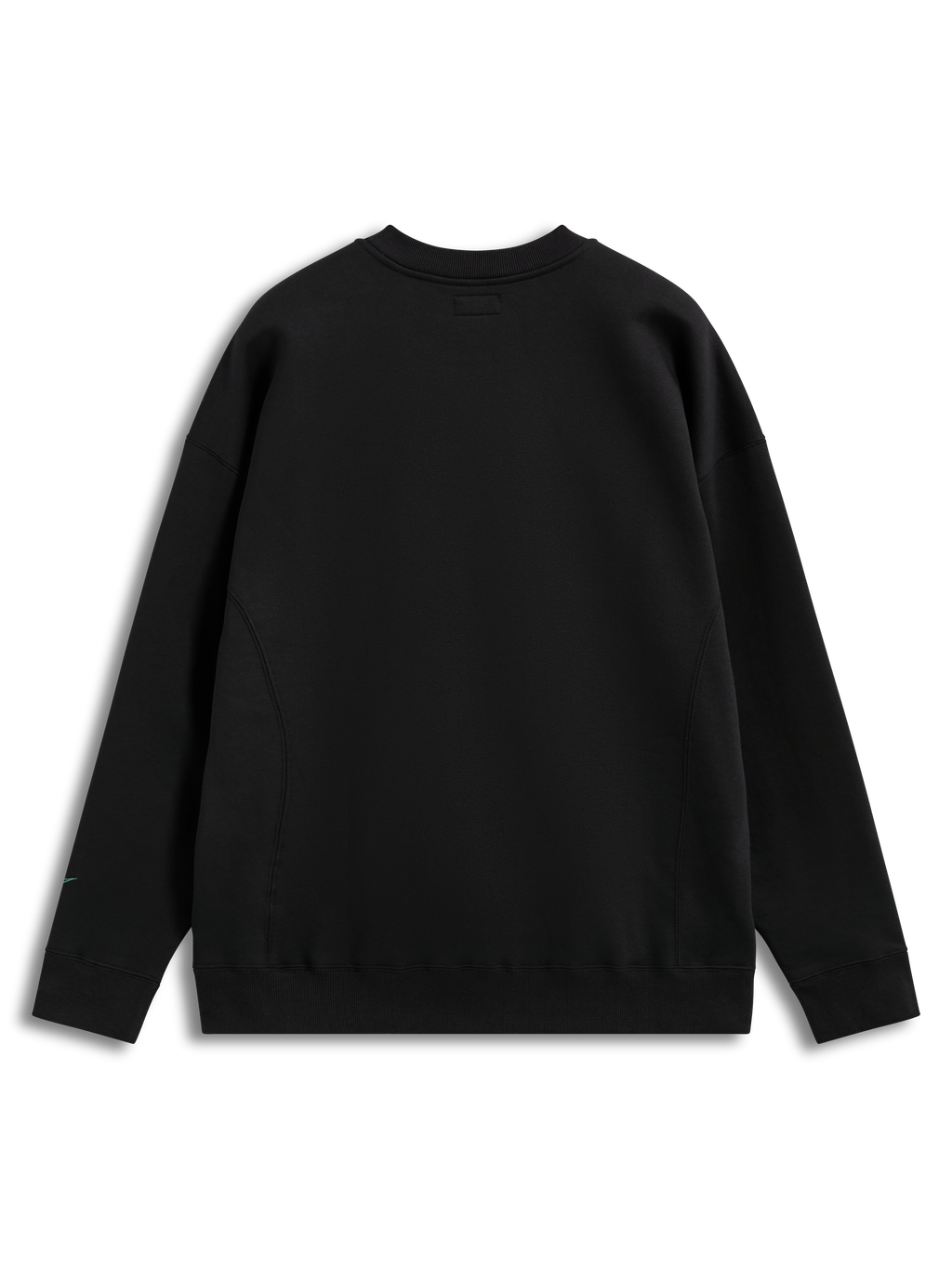 Alpinestars Guise Oversized Crew, felpa girocollo in pile nera, vista posteriore, vestibilità oversize e polsini a costine.