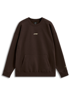 Alpinestars Guise Oversized Crew, felpa girocollo marrone in pile a vestibilità oversize, tasca a marsupio frontale, logo Astars ricamato sul petto e sulla manica, polsini a costine, stile casual ispirato al motorsport.