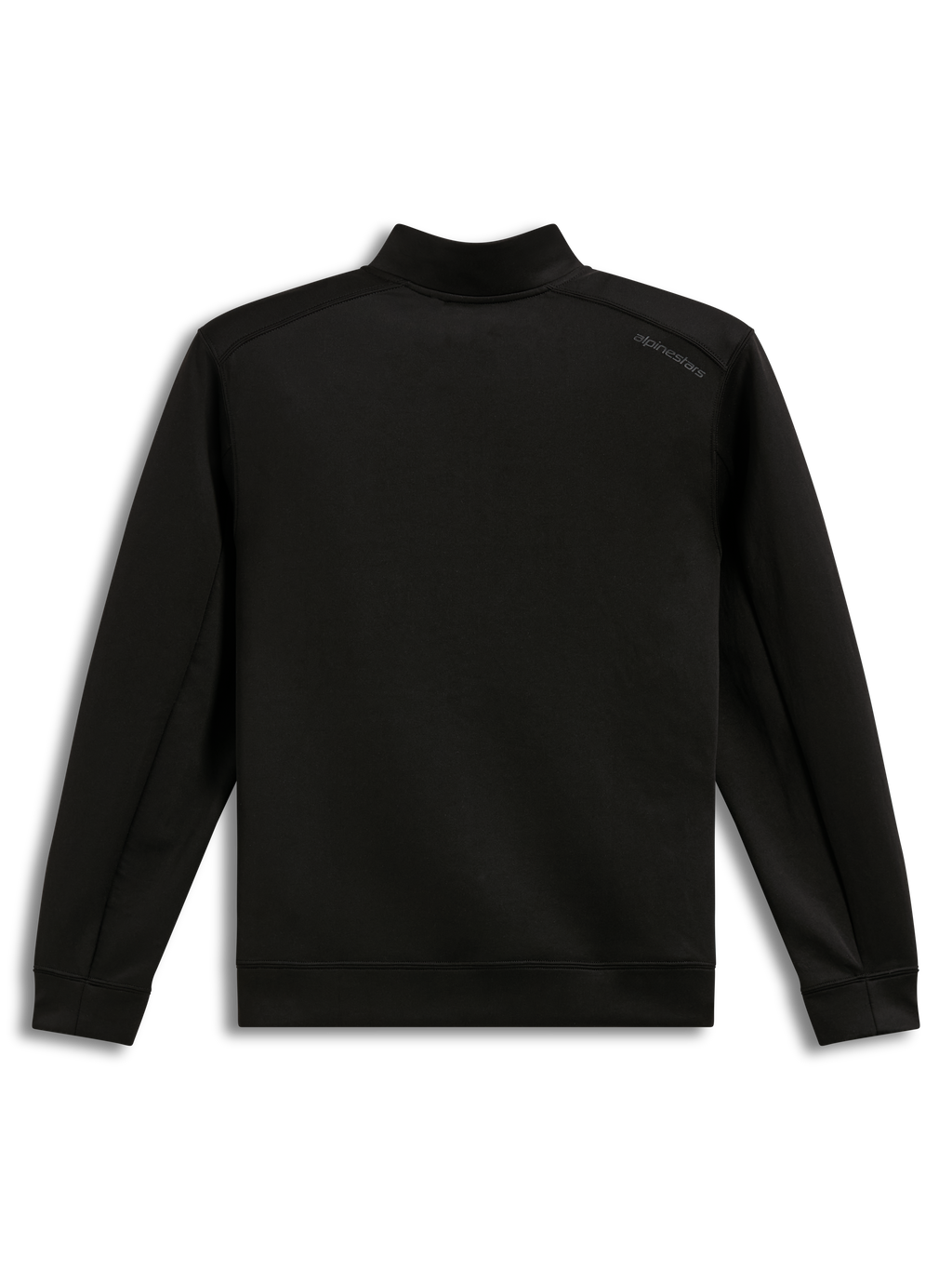 Alpinestars Apera Half-Zip Sweatshirt, felpa in pile double face nero, vista posteriore con logo tonale sulla spalla.