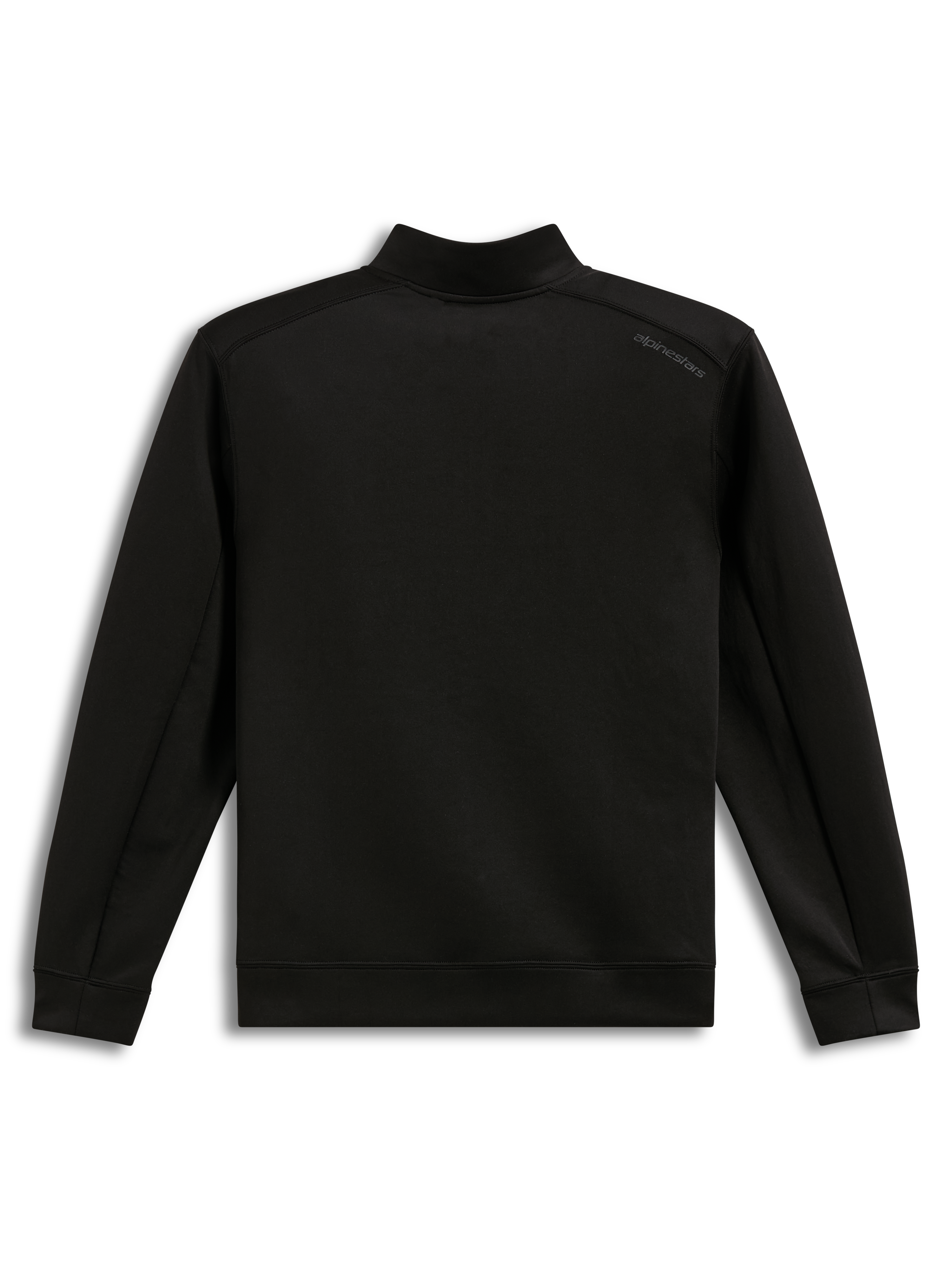 Alpinestars Apera Half-Zip Sweatshirt, felpa in pile double face nero, vista posteriore con logo tonale sulla spalla.