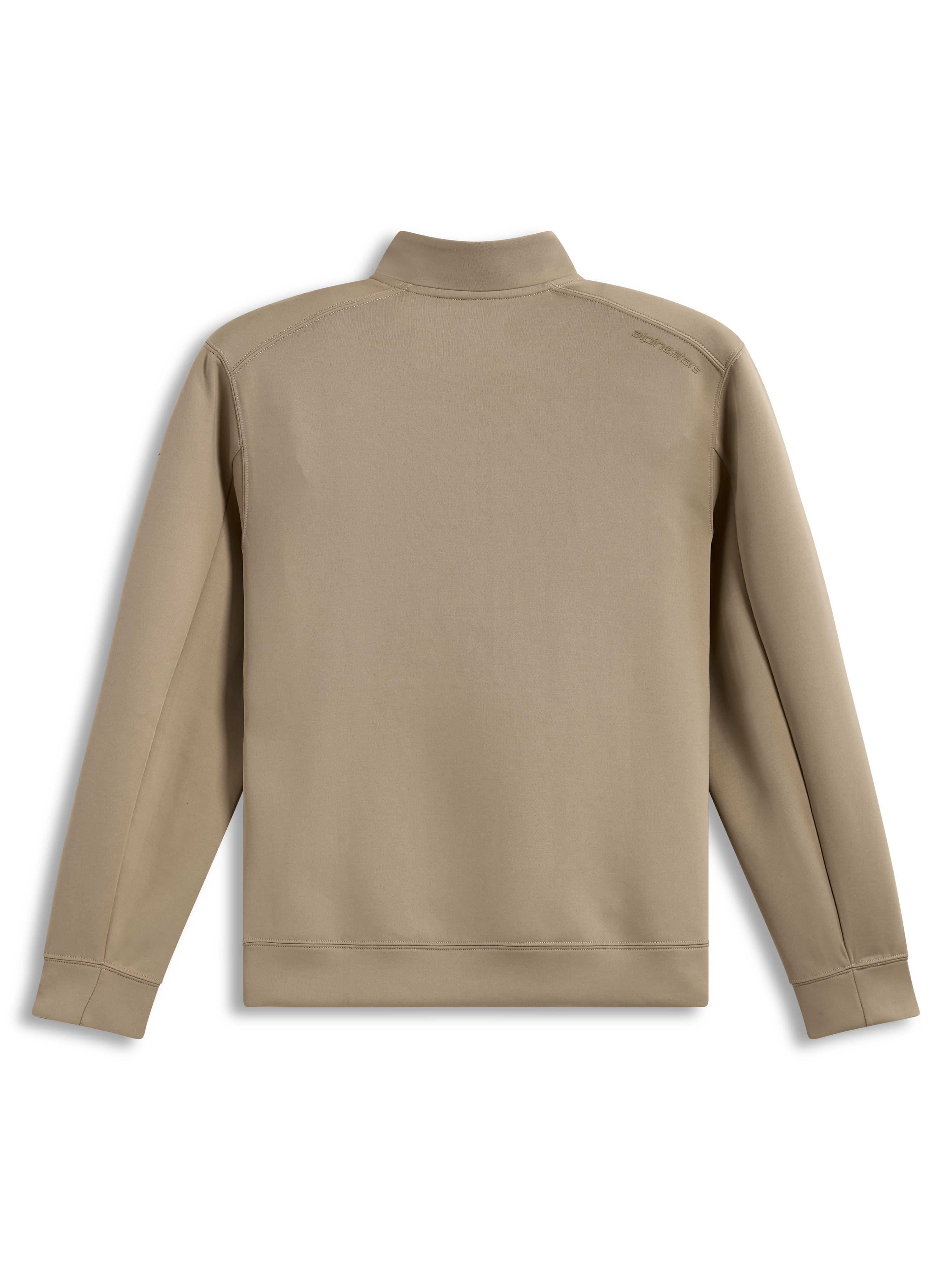 Alpinestars Apera Half-Zip Sweatshirt beige, vista posteriore con logo tonale e struttura in pile double face premium.