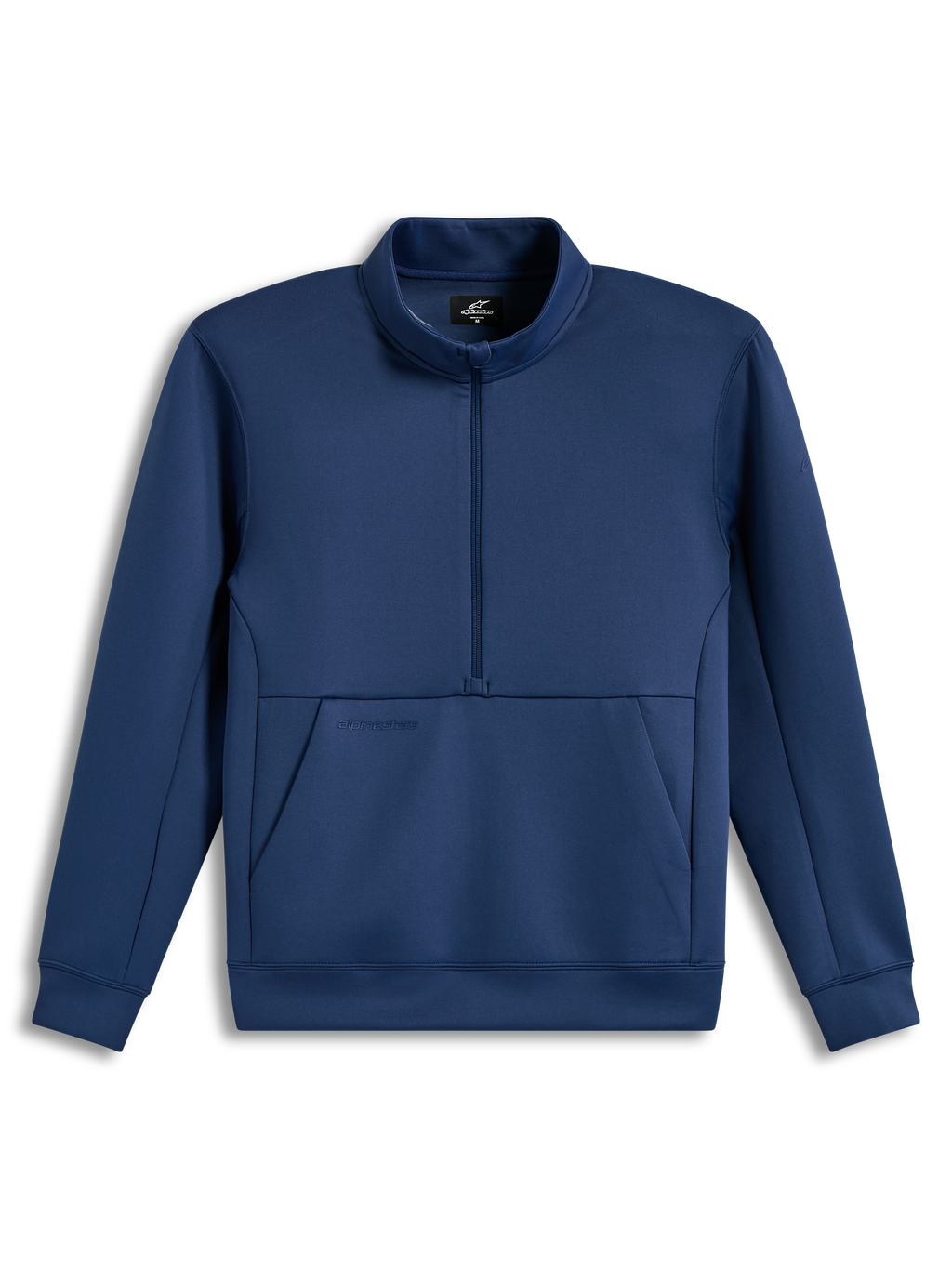Alpinestars Apera Half-Zip Sweatshirt, felpa in pile blu con mezza zip, tasca a marsupio e loghi tonali, abbigliamento sportivo casual