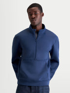 Alpinestars felpa Apera Half-Zip, pullover sportswear da uomo, blu, costruzione in pile tri-blend con chiusura a mezza zip e tasca a marsupio, logo tonale per un look casual raffinato.
