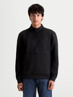 Alpinestars Felpa Apera Half-Zip, pullover sportswear da uomo, nero, chiusura a mezza zip, tasca a marsupio e stampe logo HD tonali, pile tri-blend per comfort quotidiano, stile casual ispirato al motorsport