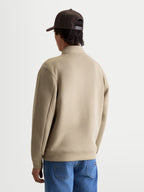 Alpinestars Felpa Apera Half-Zip, pullover sportswear casual da uomo, beige, pile tri-blend double-face, vista posteriore con cuciture delle maniche rifinite e collo a lupetto.