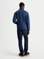 Alpinestars Felpa Apera Half-Zip, pullover sportswear da uomo, vista posteriore, blu acciaio, pile tri-blend double-face per il comfort quotidiano, stile motorsport.
