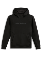 Alpinestars Datrix Hoodie, felpa con cappuccio in pile tri-blend double face, nero, logo tonale HD e tasca con dettaglio a freccia, sportswear