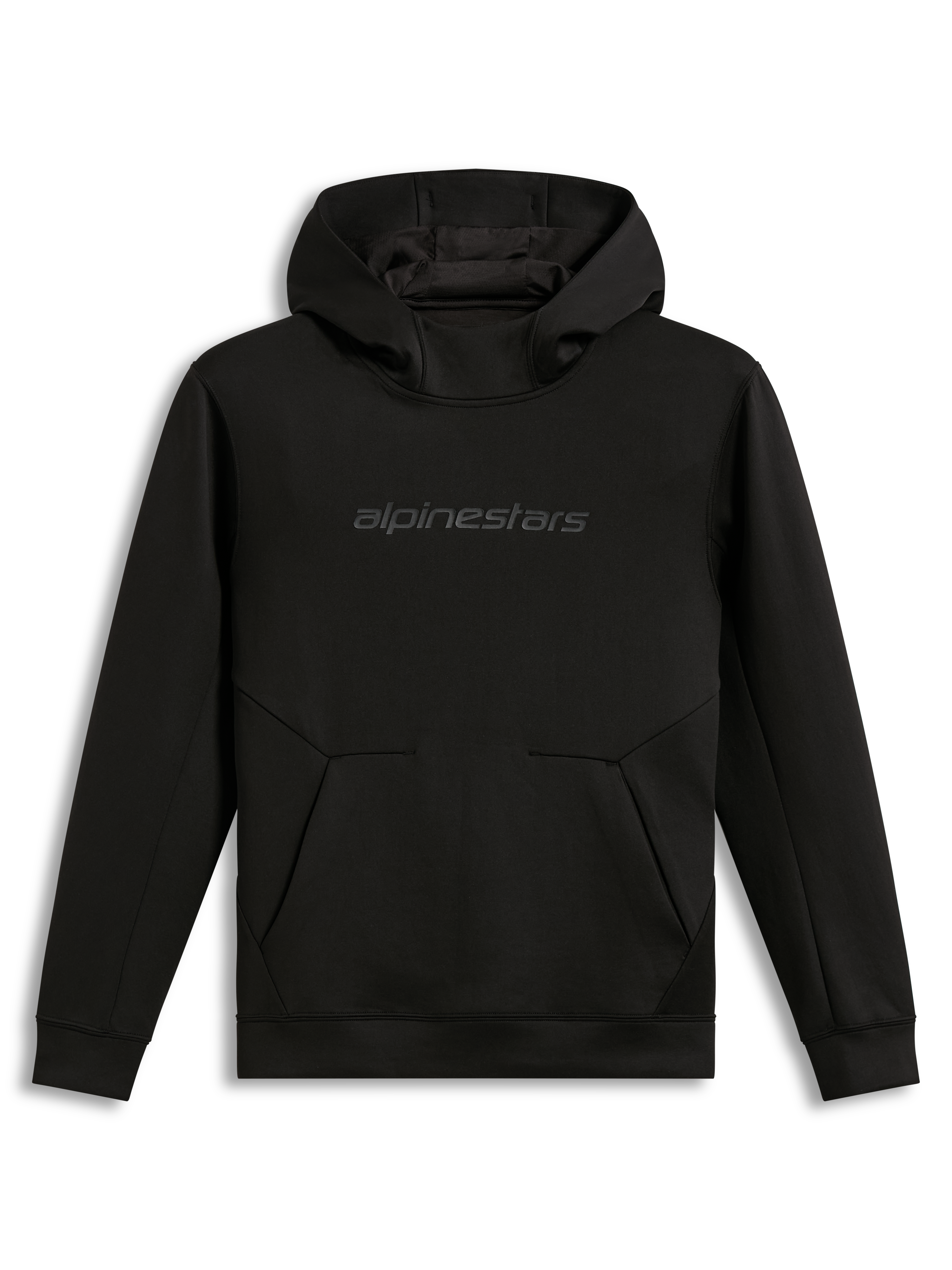 Alpinestars Datrix Hoodie, felpa con cappuccio in pile tri-blend double face, nero, logo tonale HD e tasca con dettaglio a freccia, sportswear
