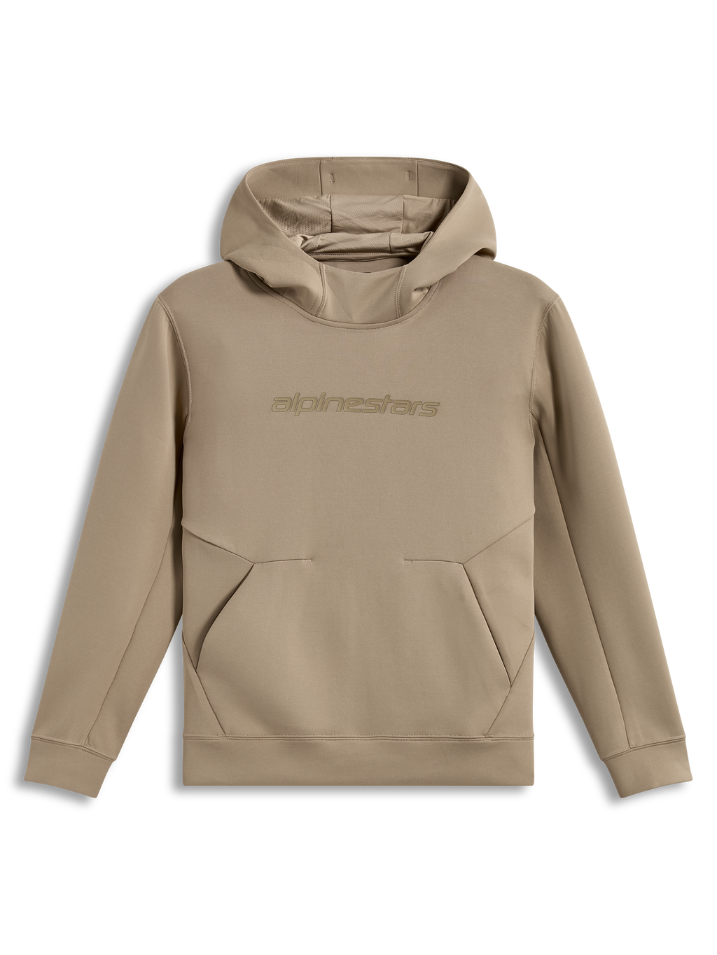 Alpinestars Datrix Hoodie, felpa con cappuccio in pile marrone, logo HD tono su tono e tasca a freccia, stile sportswear.